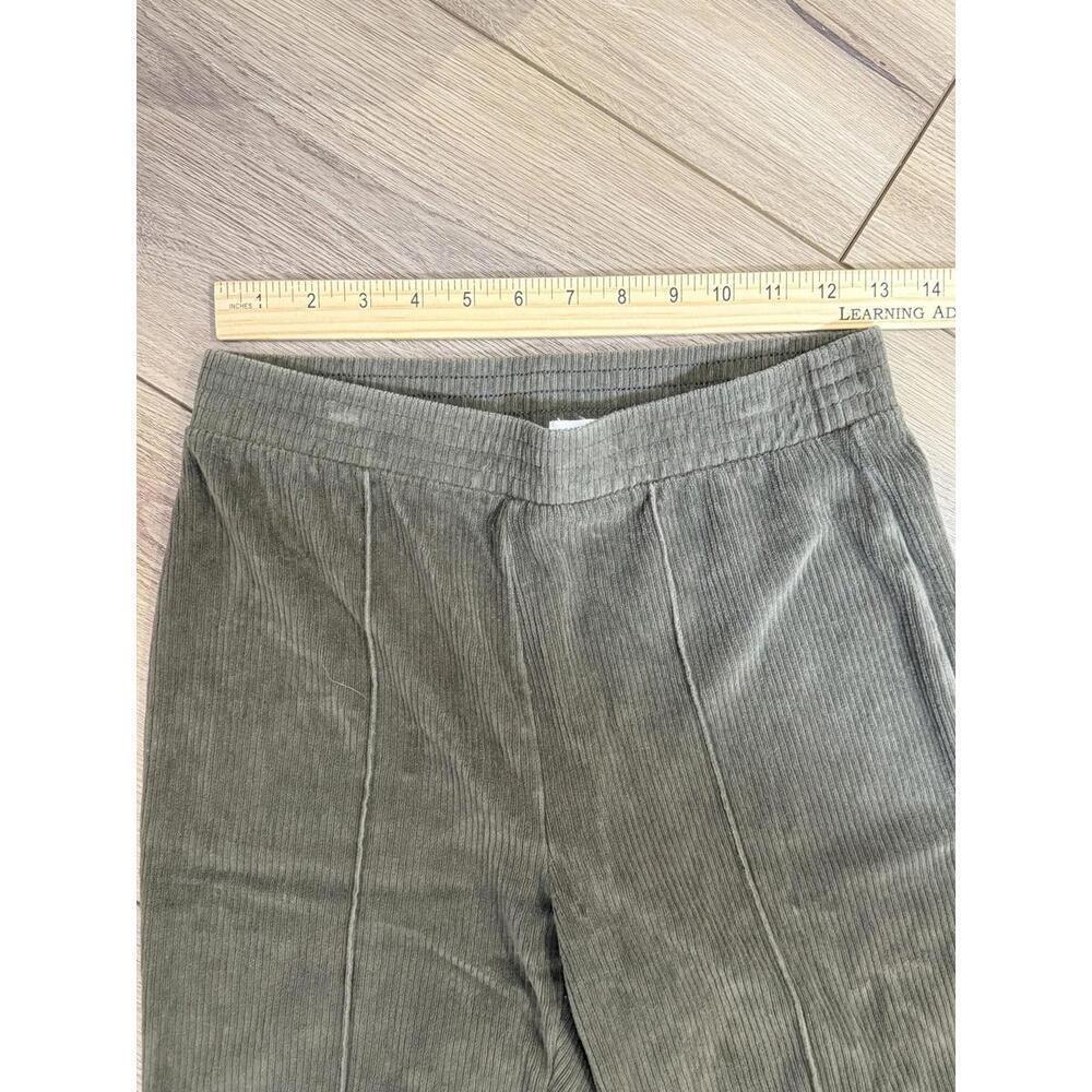 Aerie Pants Womens Small Green Corduroy Flare Leg Elastic Waist Pull On Casual - Picture 6 of 7